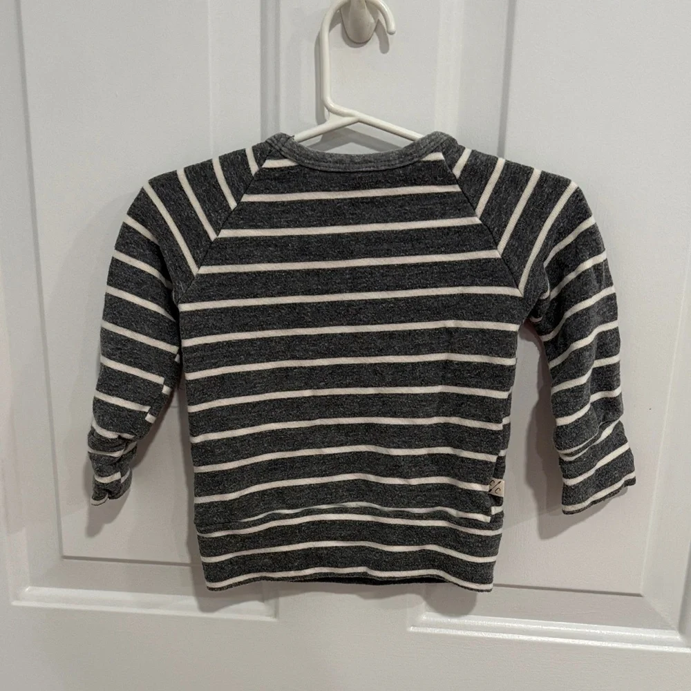Cozy Striped Gray and White Kids Crewneck Top